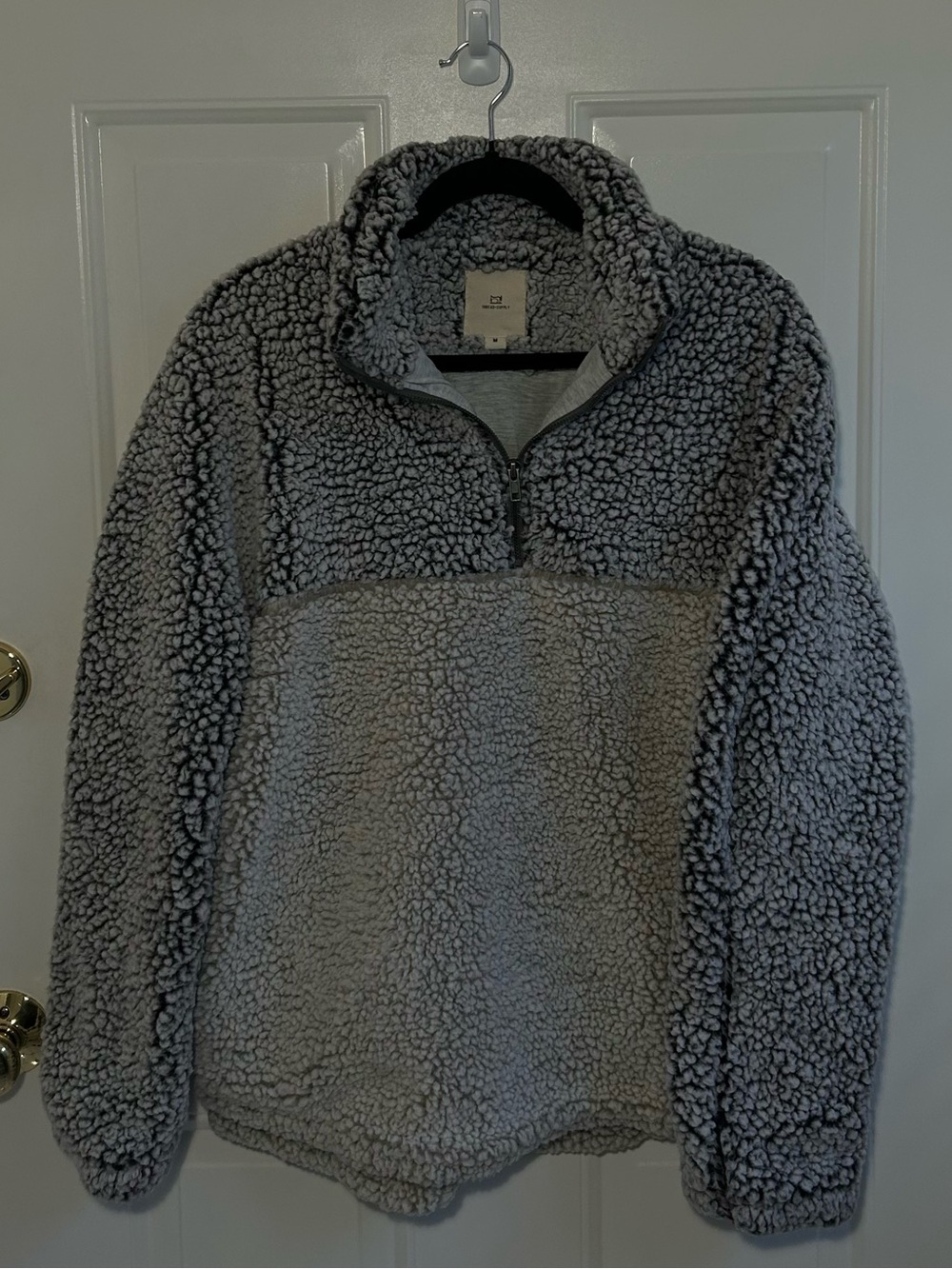 Thread & Supply Wubby Sherpa Fleece Quarter Zip Pullover Gray Two Tone Medium